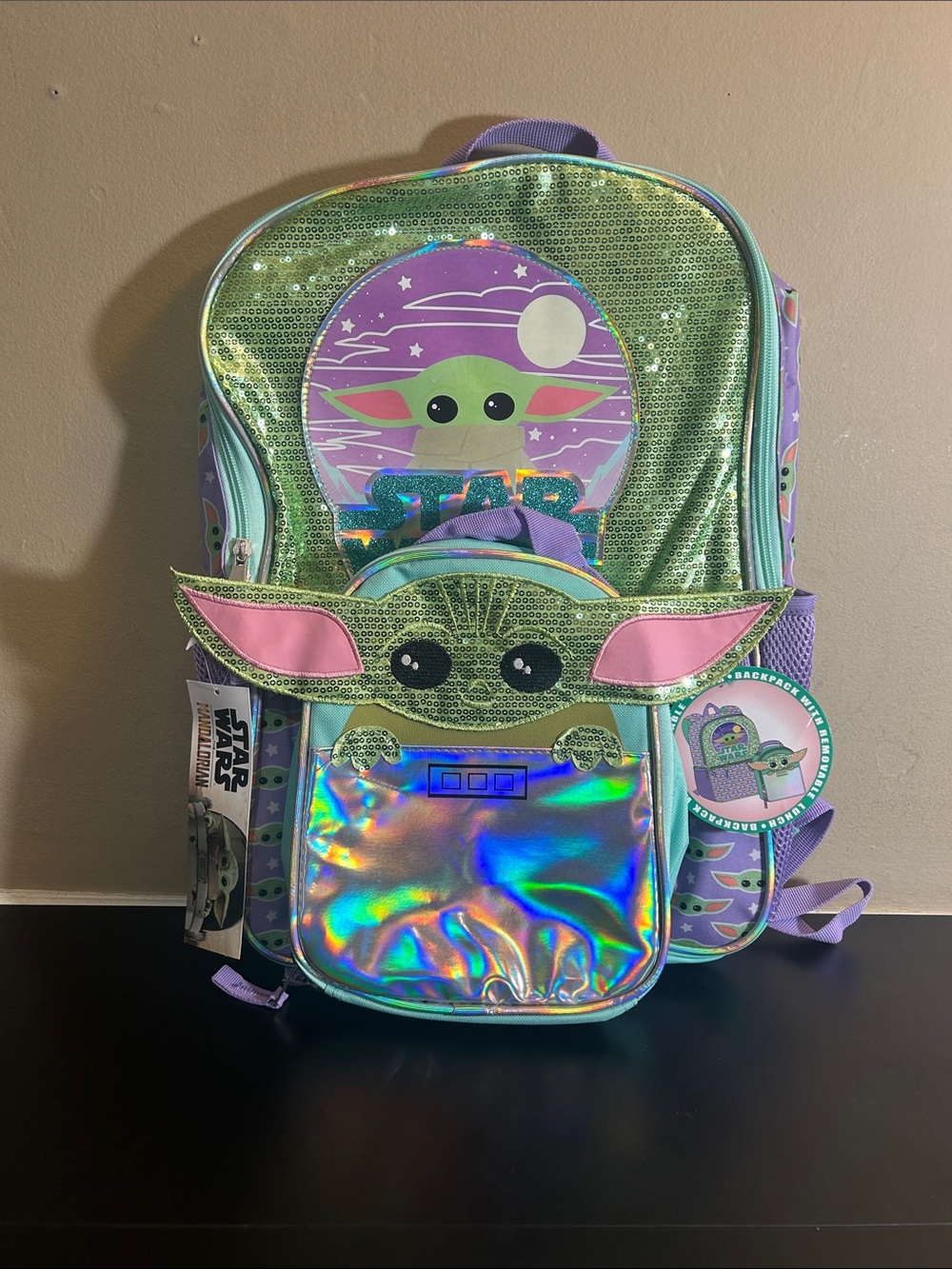 Disney Star Wars Mandalorian Baby Yoda Backpack With Lunch Bag Green BRAND NEW